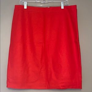 Red J. Crew Wool Pencil Skirt